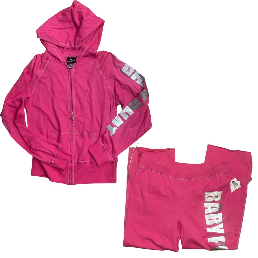 SOLD Baby phat pink tracksuit set with silver details